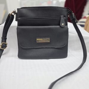 Andrew Marc Black Crossbody Bag with Gold Accents
